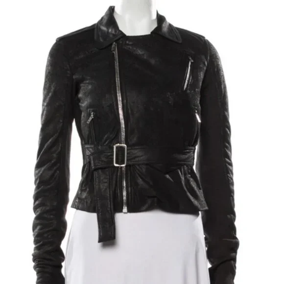 Rick Owens belted biker jacket, US4